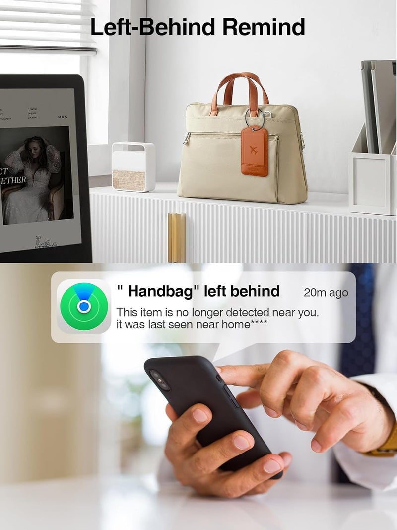 TopMade Smart Luggage Tag with Find My, Premium Leather Luggage Tags for Suitcase, Travel Bags, Backpacks, Anti-Lost Suitcase Tag Tracker for Travel with Privacy Name Card, Rechargeable - Image 4